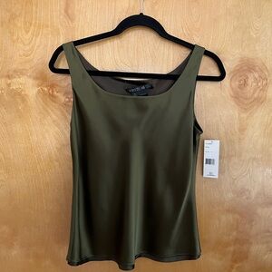 Lafayette 148 New York Olive 100% silk 2-layer tank